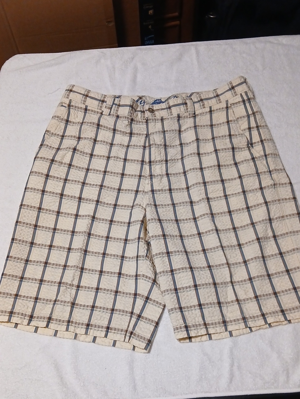 Tommy Bahama Cream Plaid Flat Front Men's Shorts